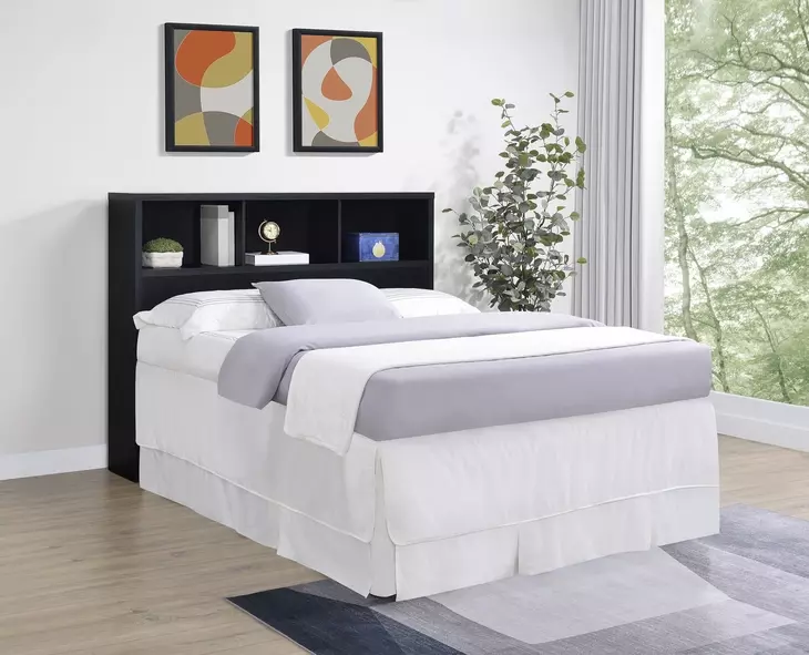 Westpark Black Queen Storage Bookcase Headboard