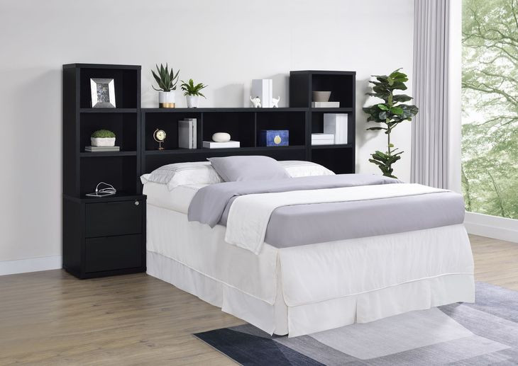 Westpark Black Queen Storage Bookcase Headboard