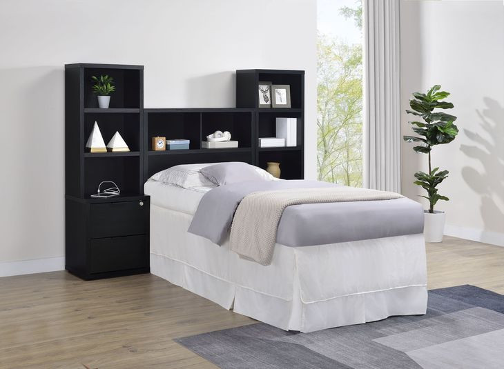 Westpark Black Twin Storage Bookcase Headboard