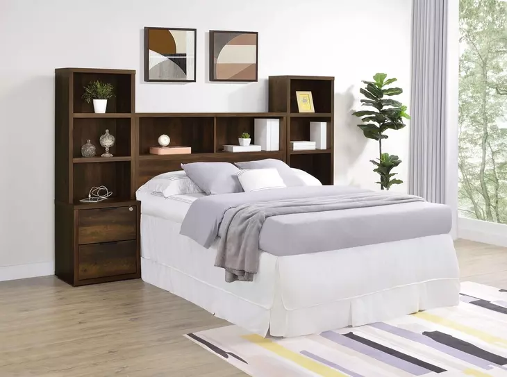 Westpark Dark Pine Full Storage Bookcase Headboard