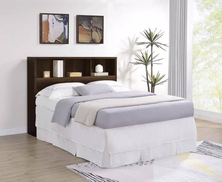 Westpark Dark Pine Queen Storage Bookcase Headboard