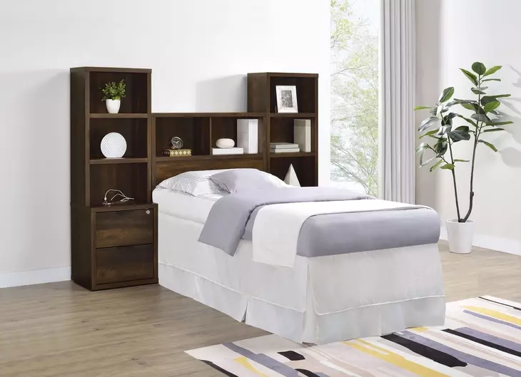 Westpark Dark Pine Twin Storage Bookcase Headboard