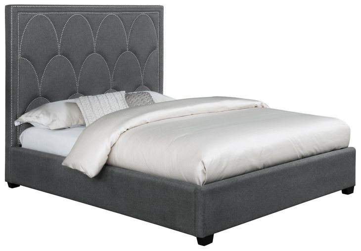Bowfield Charcoal and Black King Upholstered Panel Bed