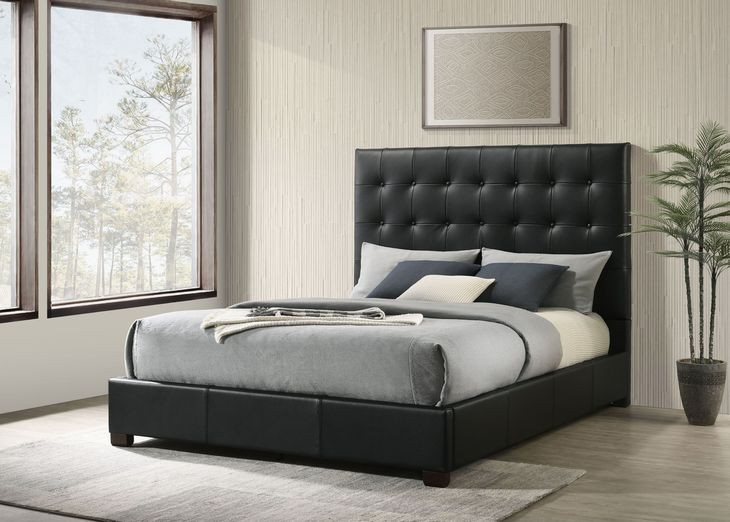 Medley Black Queen Upholstered Platform Bed