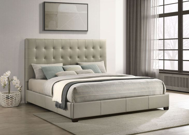 Medley Tan King Upholstered Platform Bed