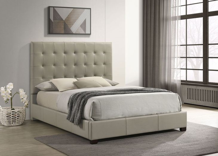 Medley Tan Queen Upholstered Platform Bed
