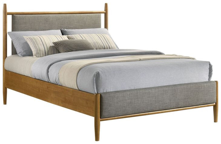 Mason Light Brown Full Upholstered Platform Bed