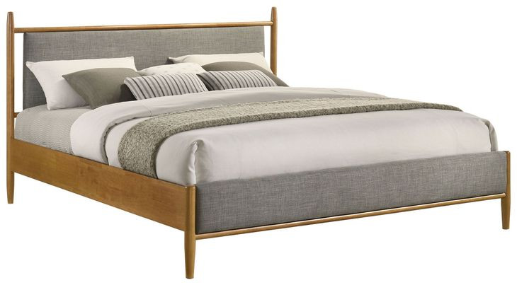 Mason Light Brown King Upholstered Platform Bed