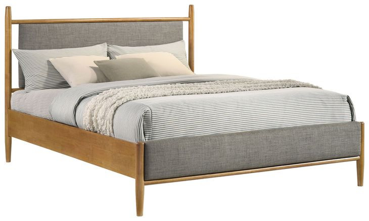 Mason Light Brown Queen Upholstered Platform Bed