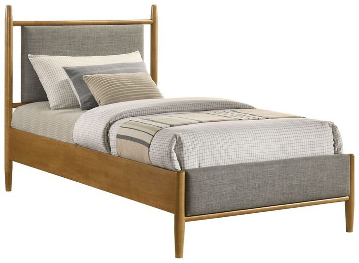 Mason Light Brown Twin Upholstered Platform Bed