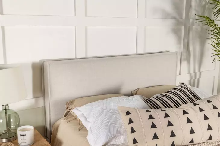 Izzy Sand Upholstered King and California King Panel Headboard