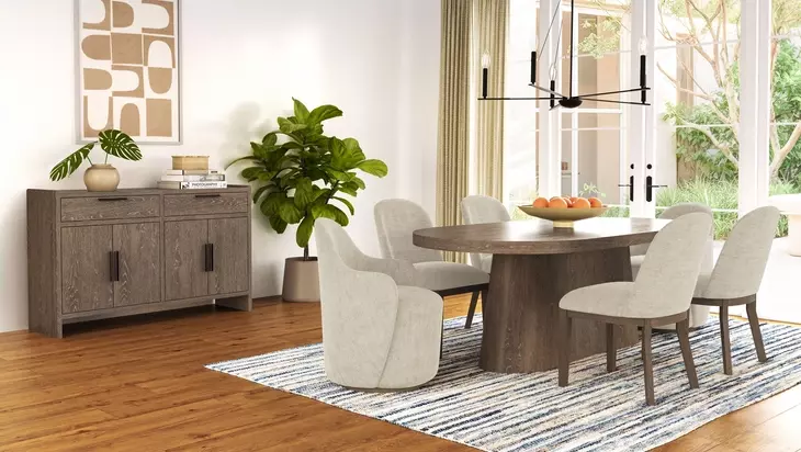 Elements Cocoa Oval Pedestal Dining Room Set