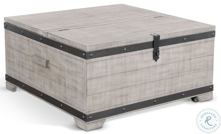 Sagewyn Alpine Gray Mahogany Wood 35" Square Coffee Table with Lift Top and Casters