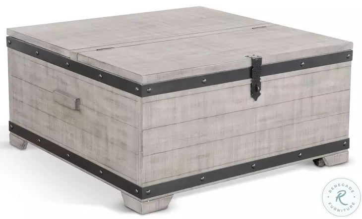 Sagewyn Alpine Gray Mahogany Wood 35" Square Coffee Table with Lift Top and Casters