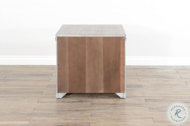 Elmcrest Gray Square End Table with Drawer