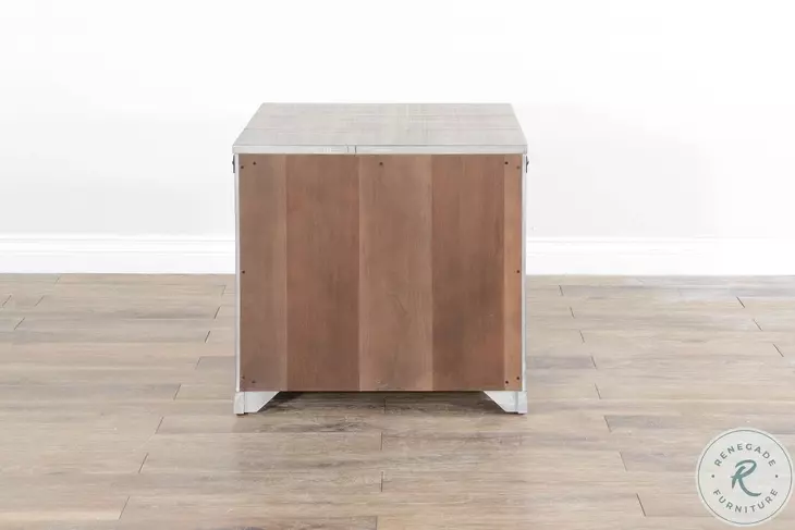 Elmcrest Gray Square End Table with Drawer