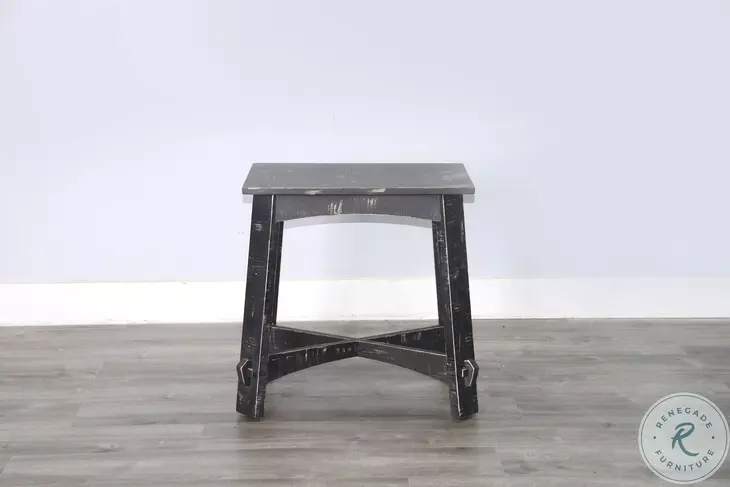 Ember Grace Black Sand 15" Rectangular Chair Side Table