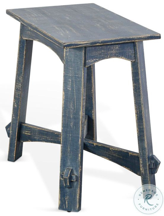 Seabright Blue Rectangular Chair Side Table