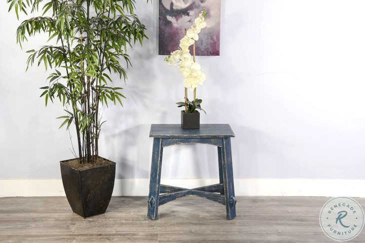 Seabright Blue Rectangular Chair Side Table