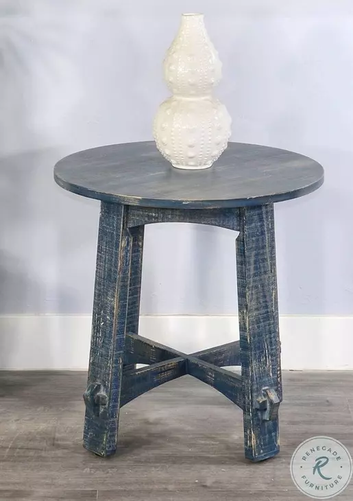Seabright Blue Round End Table