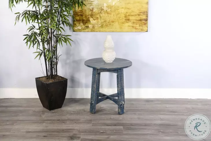 Seabright Blue Round End Table