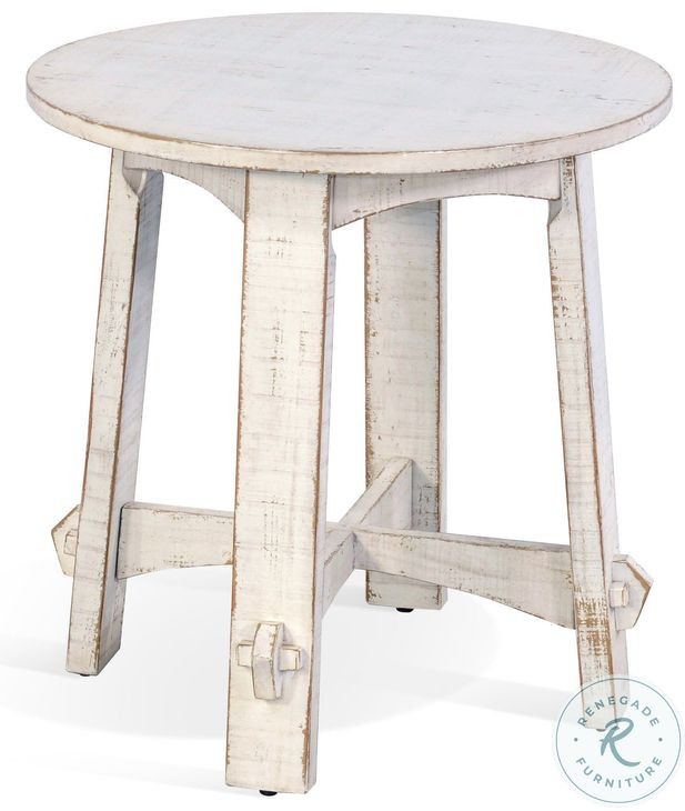 Seabright White Round End Table