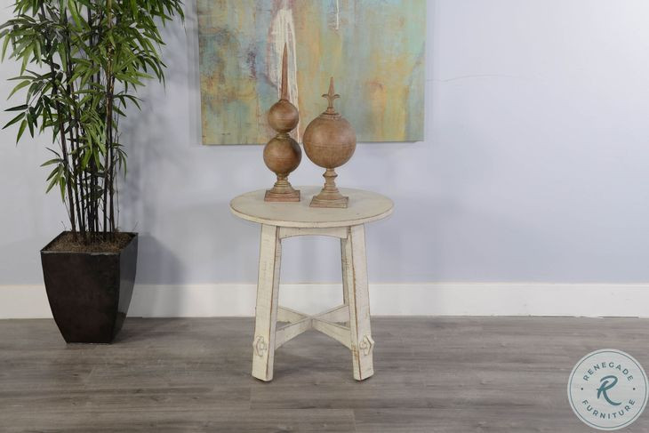 Seabright White Round End Table
