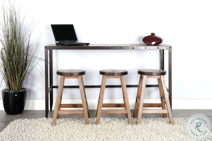 Willow Nest Antique Brown Wood Counter Height Stool