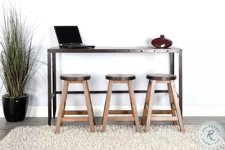 Willow Nest Antique Brown Wood Counter Height Stool
