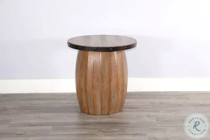Rustic Refined Brown Round End Table