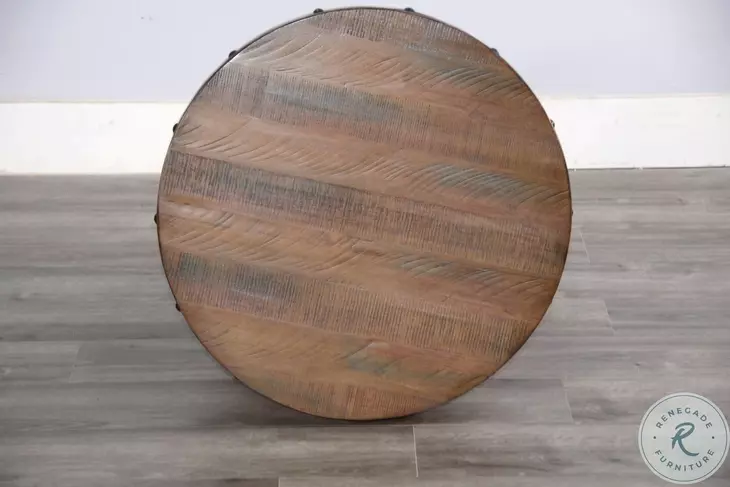 Rustic Refined Brown Round End Table