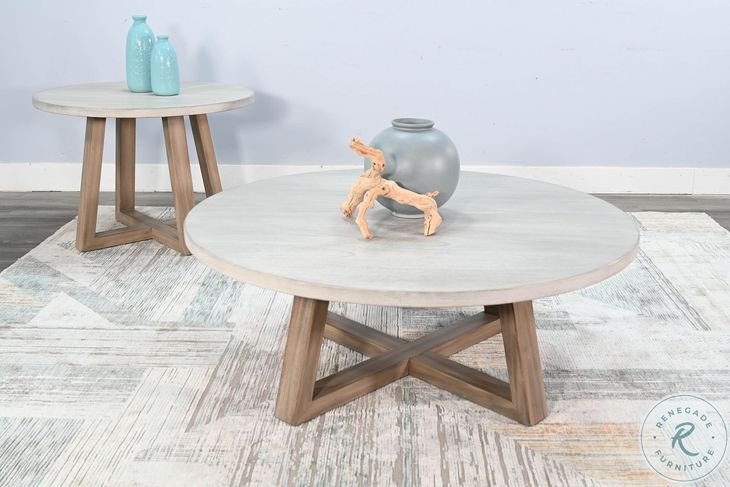 Cozy Luxe Light Gray Rowan Round Round Occassional Table Set