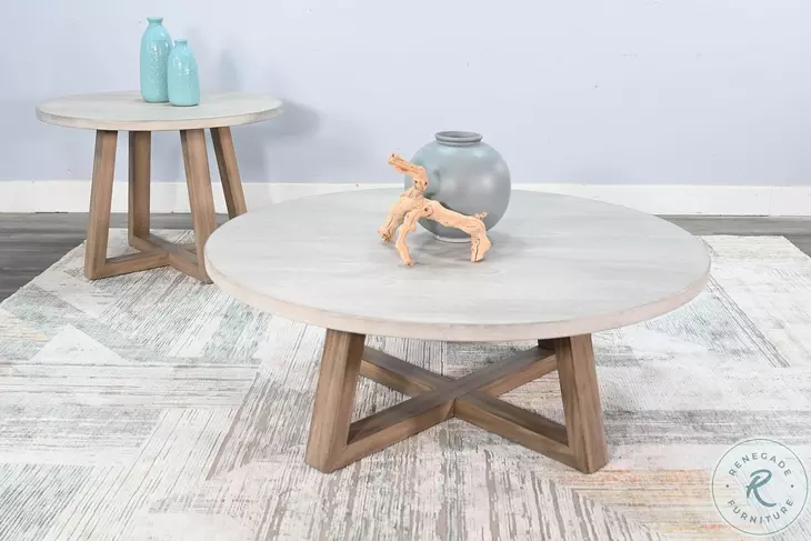 Hearthstone Circle Light Gray Round End Table