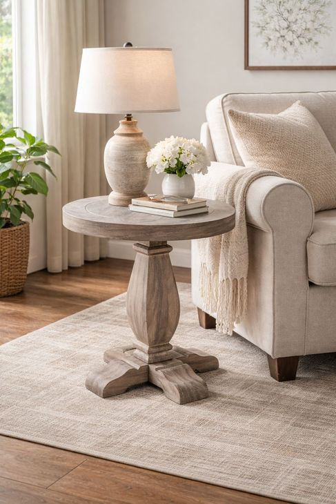 Ember Grace Natural 24" Round Chair Side Table