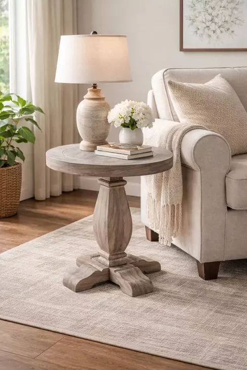 Ember Grace Natural 24" Round Chair Side Table