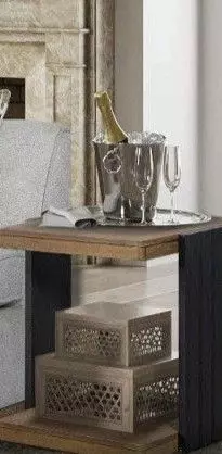 Aurora Latte Channel Chairside Table