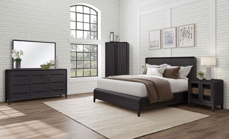 Aurora Peppercorn Queen Waterfall Panel Bed