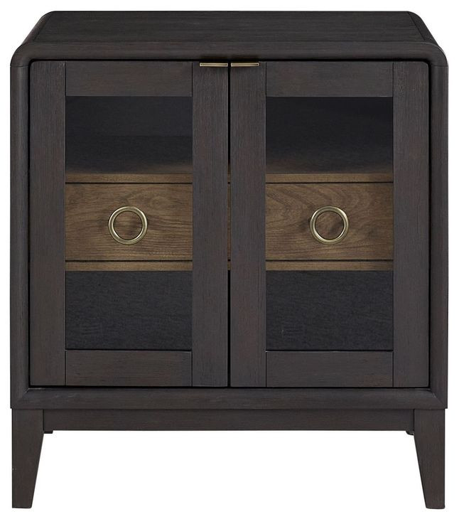 Aurora Peppercorn Glass Door Nightstand
