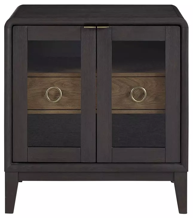 Aurora Peppercorn Glass Door Nightstand