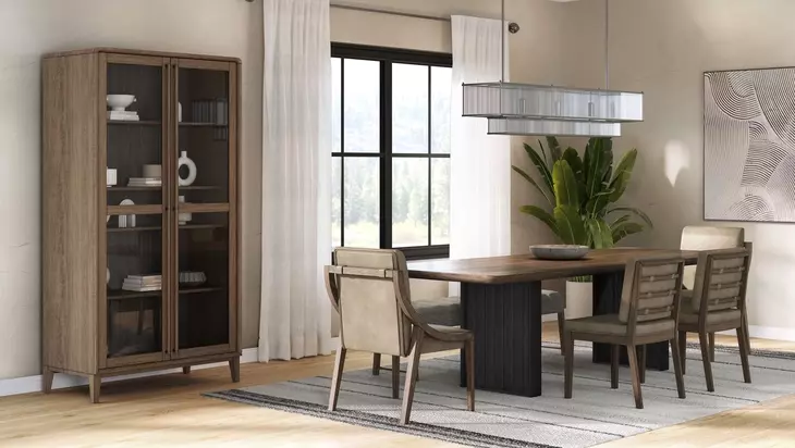 Aurora Peppercorn Double Pedestal Extendable Dining Table