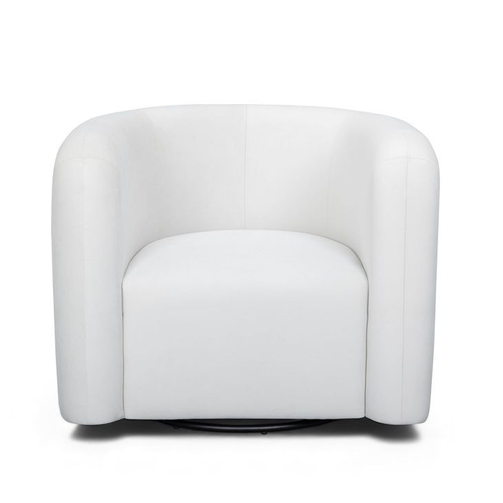 Curves Cream Performance Fabric Upholstered Swivel Accent Chair