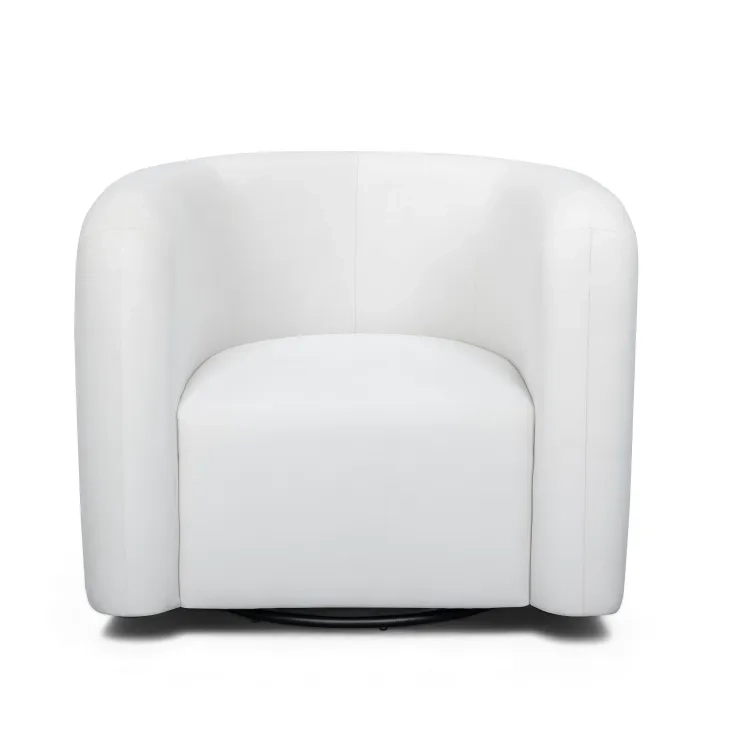 Curves Cream Performance Fabric Upholstered Swivel Accent Chair