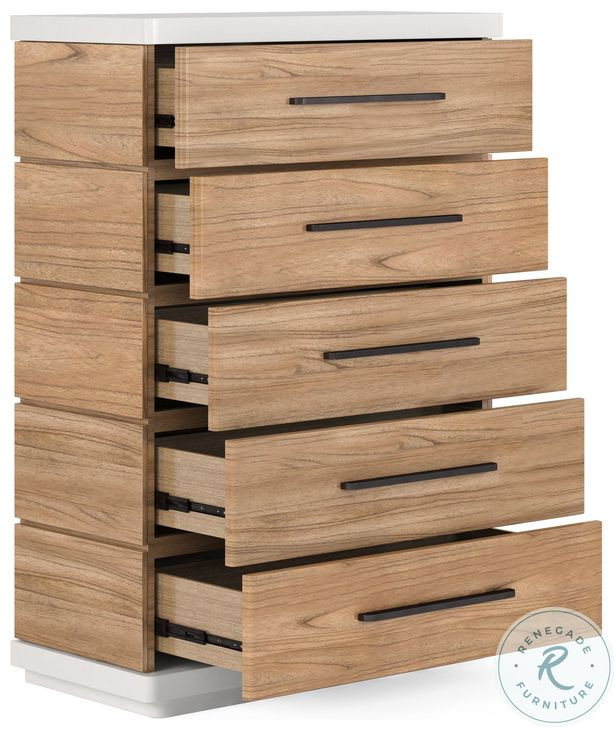 Portico Cuddle Natural and Sienna Queen Upholstered Panel Bedroom Set