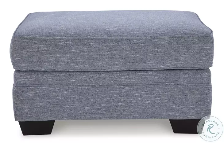 Carissa Manor Denim Performance Fabric Ottoman