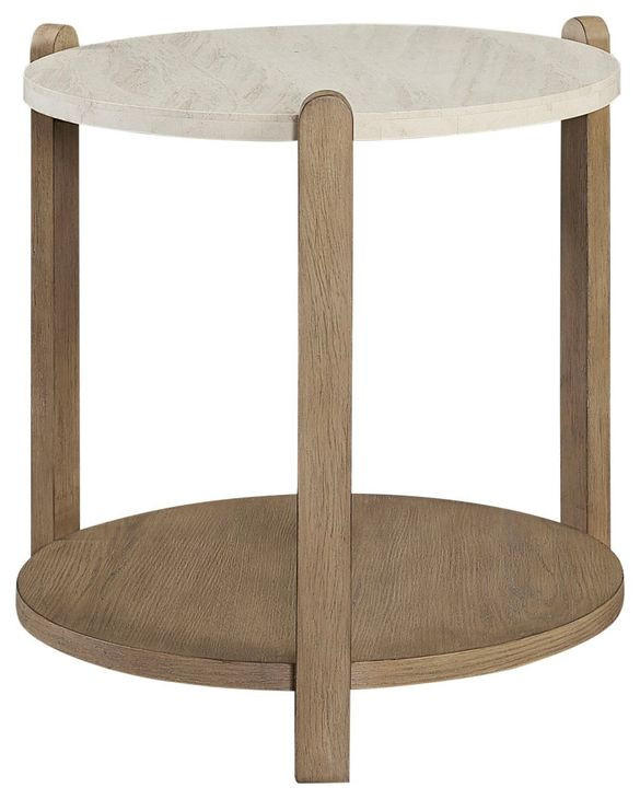 Elements Toffee Stone Top End Table