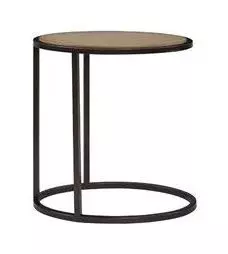 Elements Toffee Metal and Wood Top Chairside Table