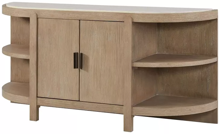 Elements Toffee Curved 2 Door Console Table with Marble Top