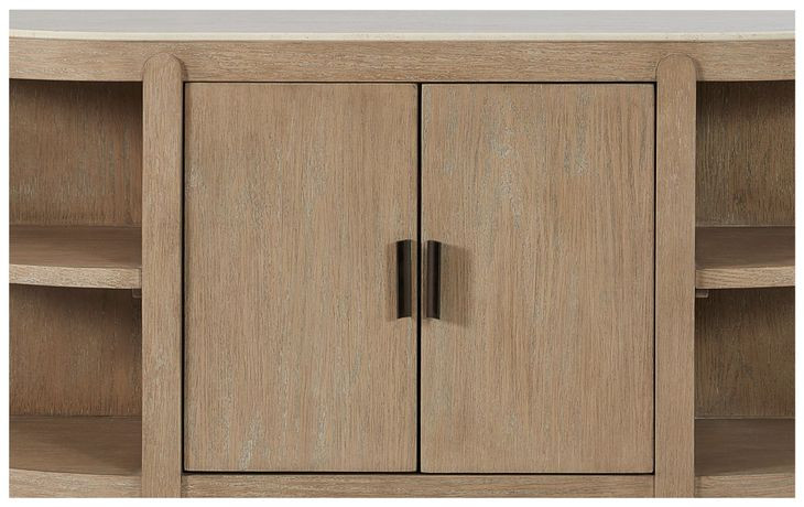 Elements Toffee Curved 2 Door Console Table with Marble Top