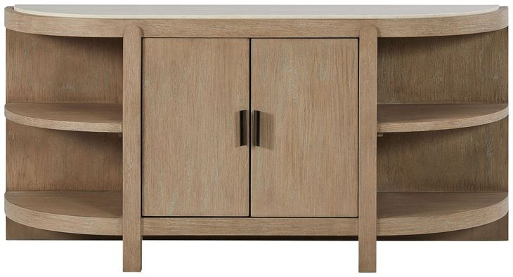 Elements Toffee Curved 2 Door Console Table with Marble Top