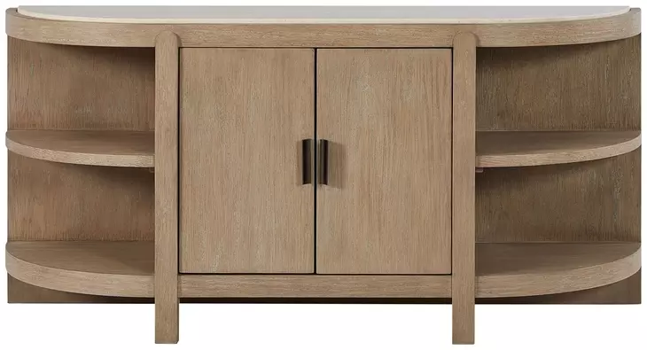 Elements Toffee Curved 2 Door Console Table with Marble Top